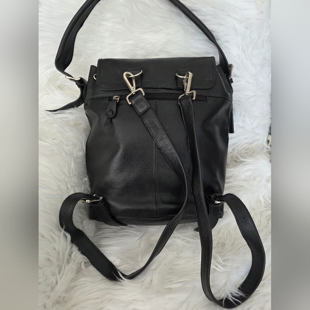 Convertible Backpack With Calf Hair Animal Print - Full Grain Leather - Picture 8 of 13
